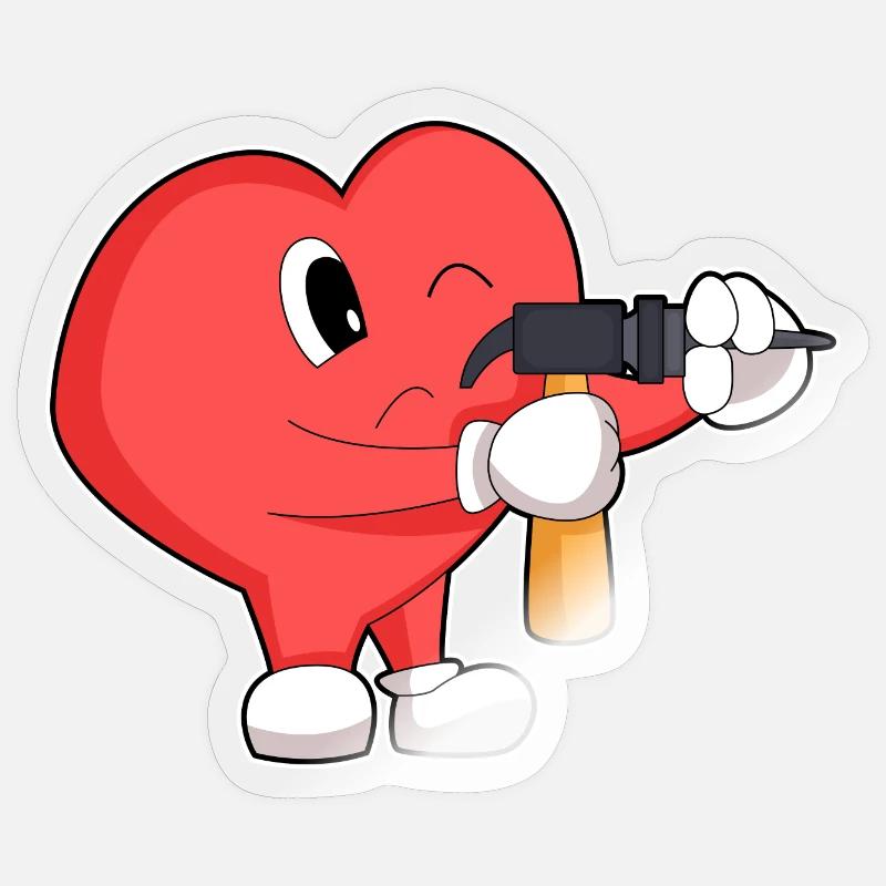 Perceuse Heart Craftsman - Sticker taille S (10 x 10 cm) - brillant transparent