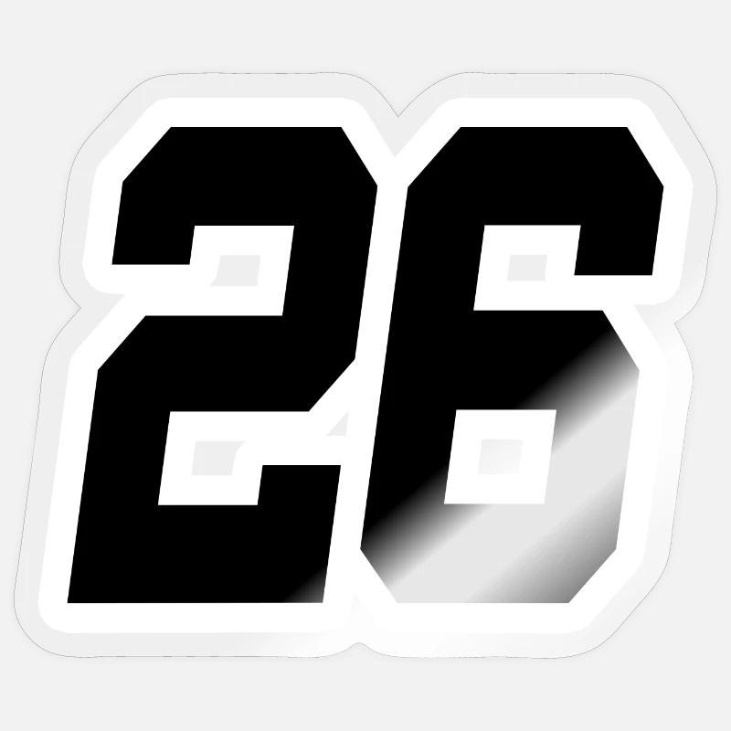 Nummer sechsundzwanzig 26 - Sticker Größe S (10 x 10 cm) - Transparent glänzend