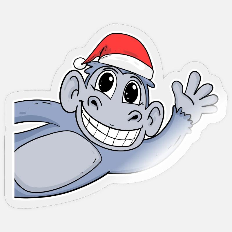 Monkey Christmas - Sticker size S (10 x 10 cm) - transparent glossy