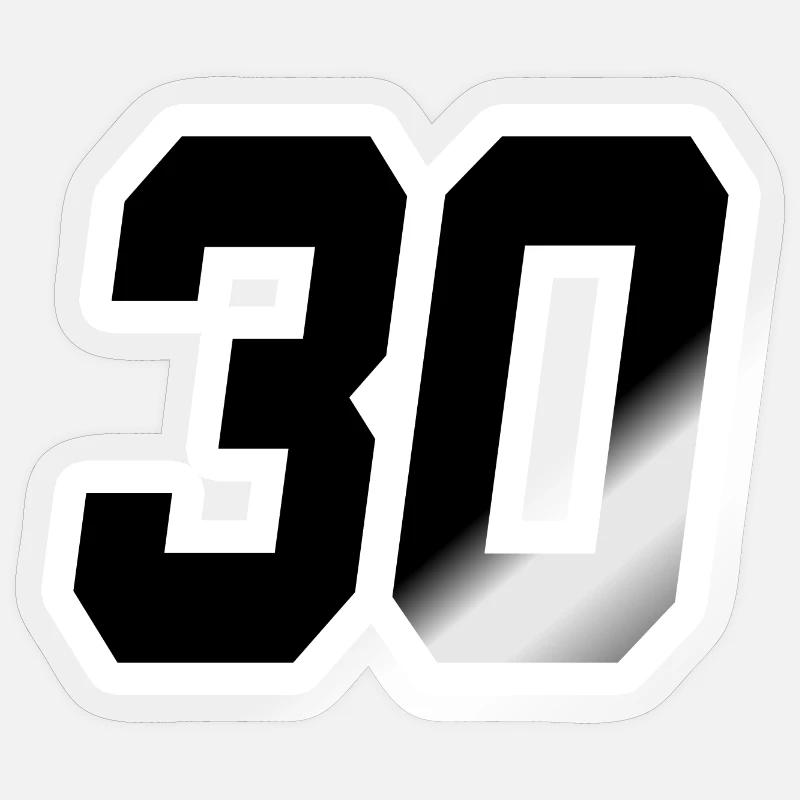 NUMMER DREISSIG 30 - Sticker Größe S (10 x 10 cm) - Transparent glänzend