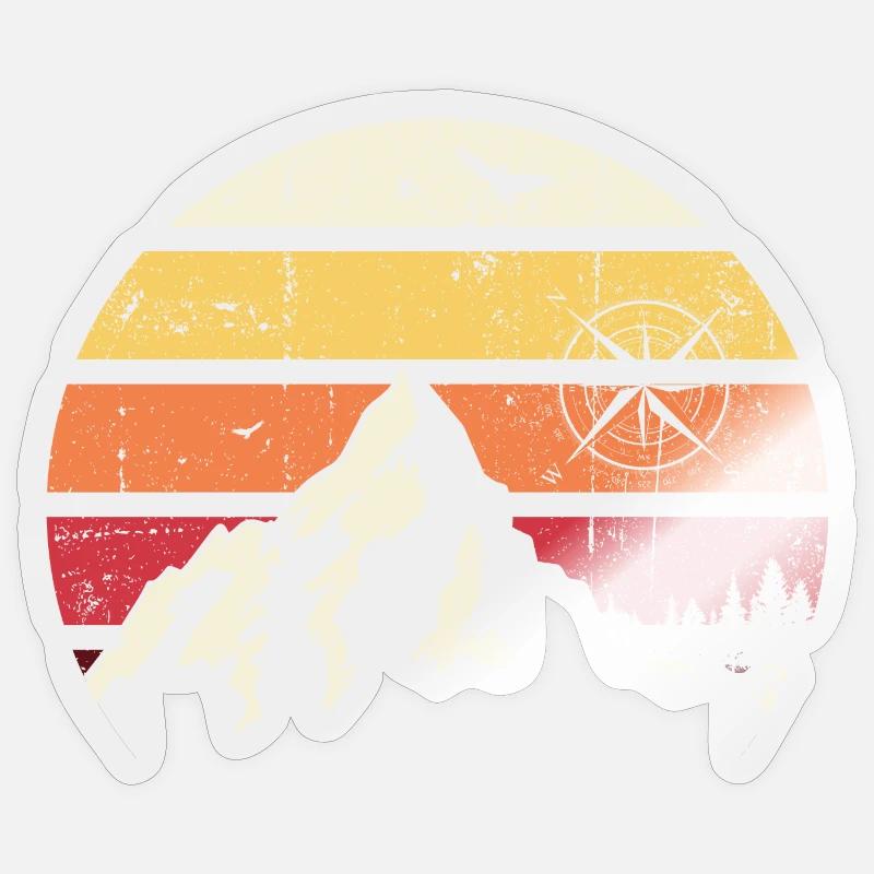 Alpine Sunset Compass Sticker size S (10 x 10 cm)