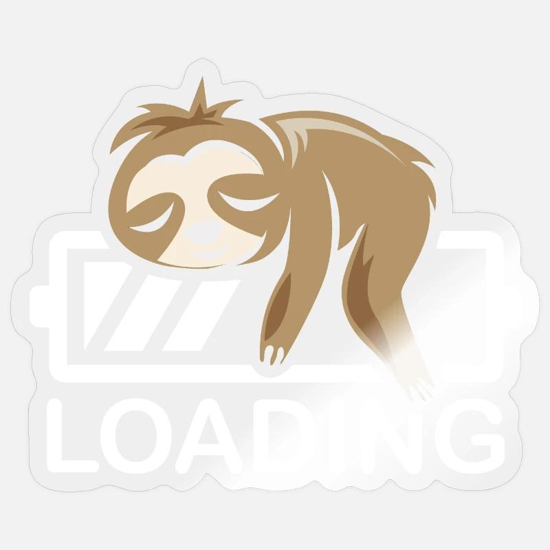 funny sloth loading battery icon comic Sticker size S (10 x 10 cm)