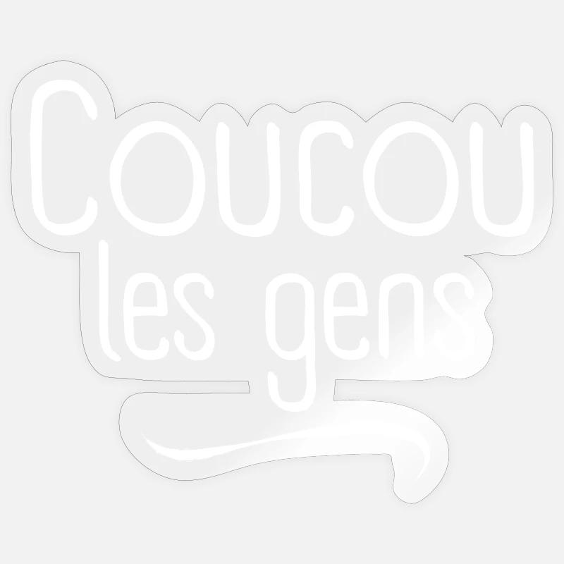 coucou, coucou les gens, vacances - Sticker taille S (10 x 10 cm) - brillant transparent