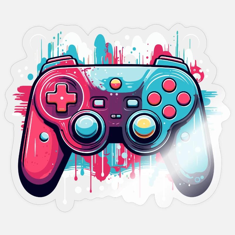 Manettes de jeu - Sticker taille S (10 x 10 cm) - brillant transparent