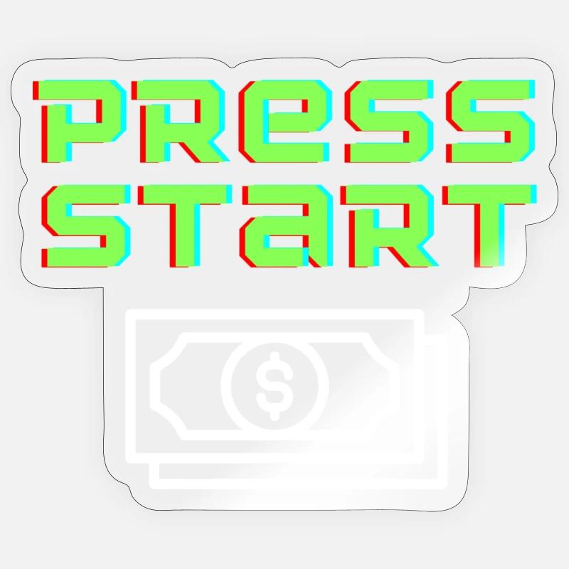 Press Start Retro Arcade Geldschein Sticker Größe S (10 x 10 cm)