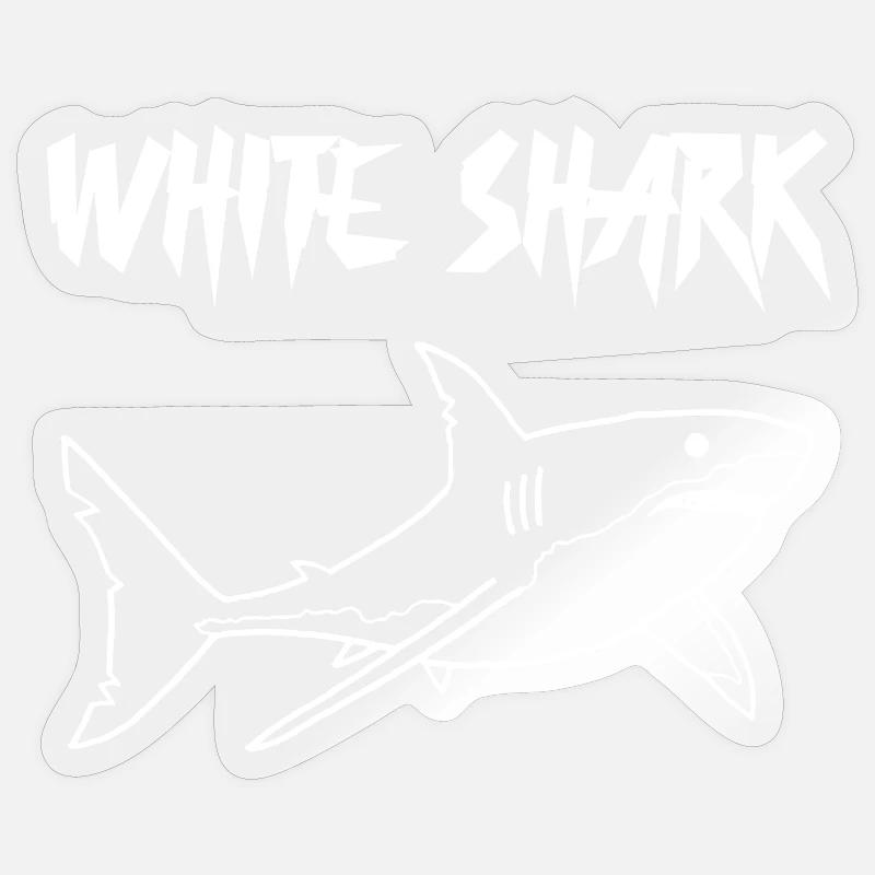 White Shark - Sticker size S (10 x 10 cm) - transparent glossy