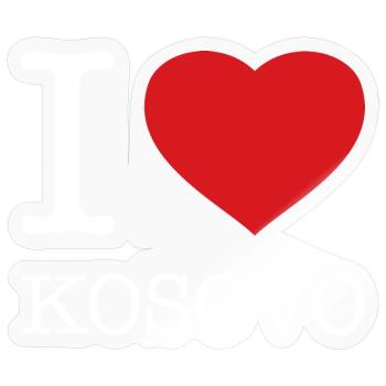 I LOVE KOSOVO - Sticker Größe S (10 x 10 cm) - Transparent glänzend - Vorne
