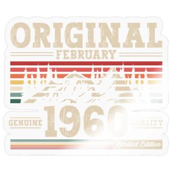 65th Birthday Gift Husband Original February 1960 - Sticker size S (10 x 10 cm) - transparent glossy - Front