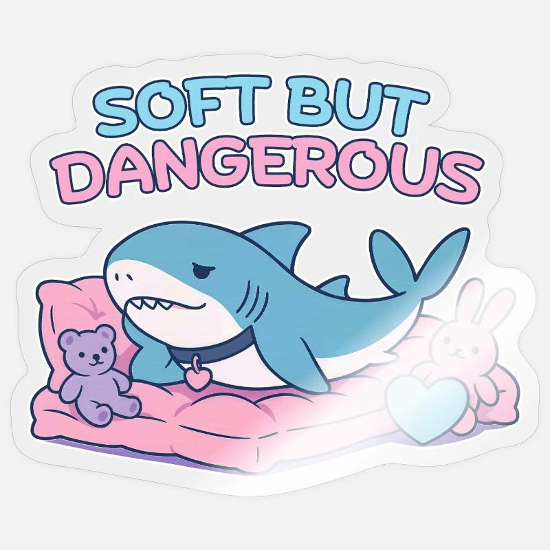 BLAHAJ – Doux et Danger - Sticker taille S (10 x 10 cm) - brillant transparent