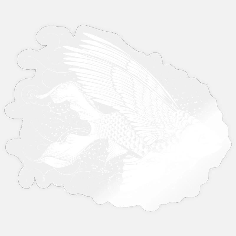 Imaginative fish with wings - Sticker size S (10 x 10 cm) - transparent glossy