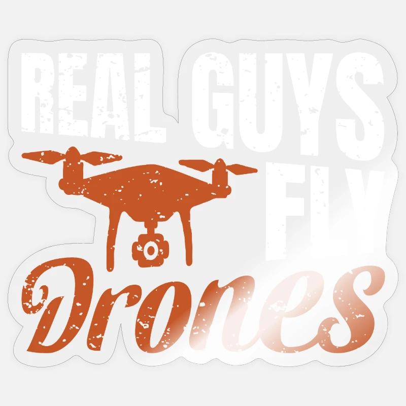 Real Guys fly Drones - Sticker size S (10 x 10 cm) - transparent glossy