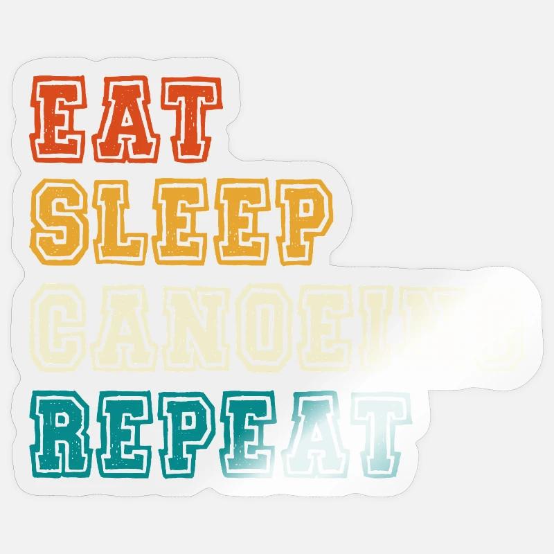 Eat Sleep Canoeing Repeat Farbblock Sticker Größe S (10 x 10 cm)