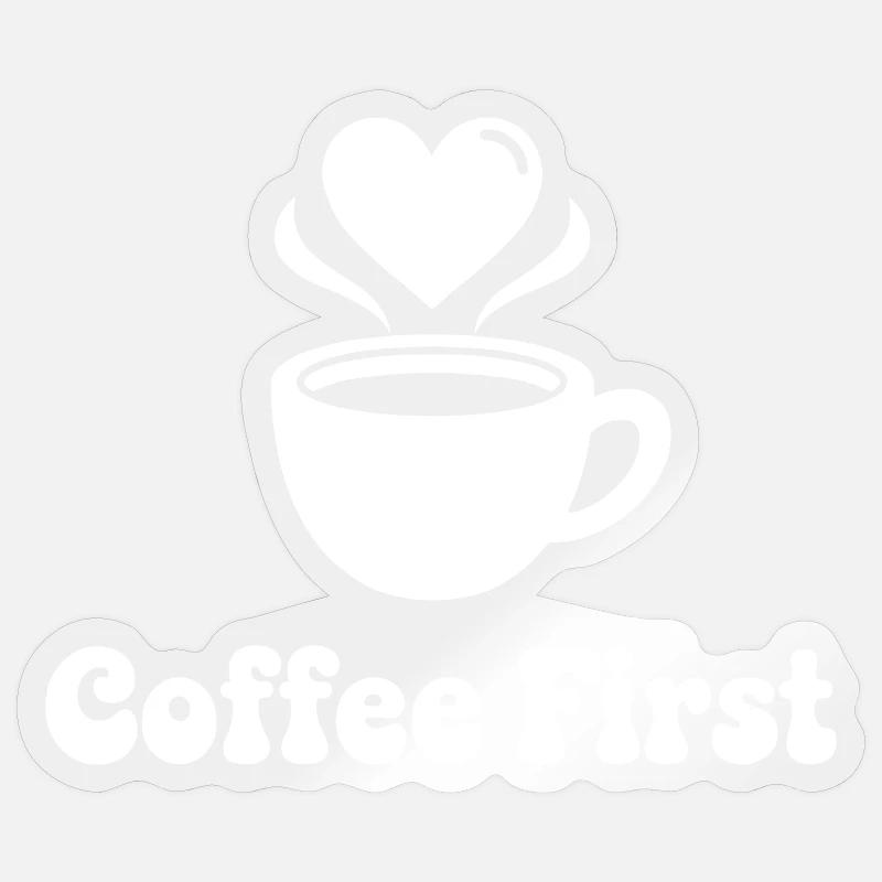 Kaffee First Herzdesign Sticker Größe S (10 x 10 cm)