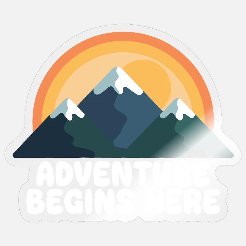Aventure Mountain Peak Coucher de soleil - Sticker taille S (10 x 10 cm) - brillant transparent