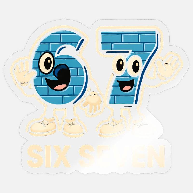 Sechs Sieben Meme Lustig 6 7 Geschenkidee - Sticker Größe S (10 x 10 cm) - Transparent glänzend