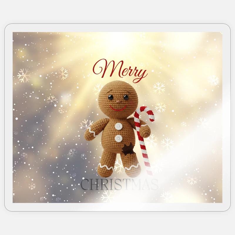 Gingerbread Man with Candy Cane Christmas - Sticker size S (10 x 10 cm) - transparent glossy