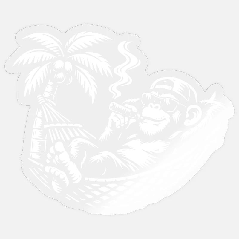 Chill Monkey Hammock Cigar - Sticker size S (10 x 10 cm) - transparent glossy