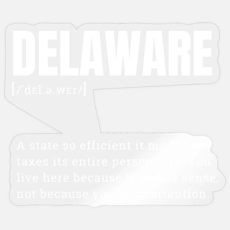 Typographie néon du Delaware - Sticker taille S (10 x 10 cm) - brillant transparent