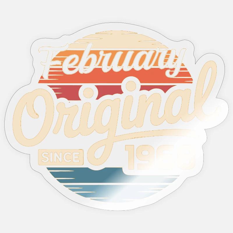 Février 1968 Anniversaire : Février 1968 - Sticker taille S (10 x 10 cm) - brillant transparent