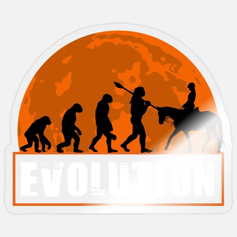 Evolution des Menschen Reitkunst - Sticker Größe S (10 x 10 cm) - Transparent glänzend