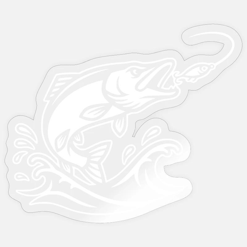 Pike Predator Jump Outline - Sticker size S (10 x 10 cm) - transparent glossy