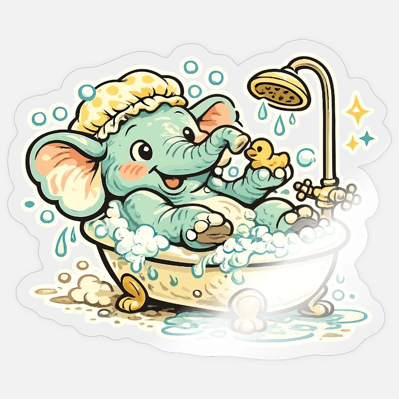 Kleiner Elefant im Bad Duschspaß Sticker Größe S (10 x 10 cm)
