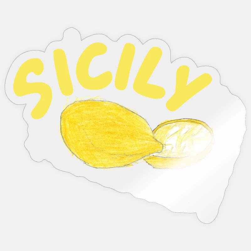 Sicily Zitronen Illustration - Sicily - Sticker Größe S (10 x 10 cm) - Transparent glänzend