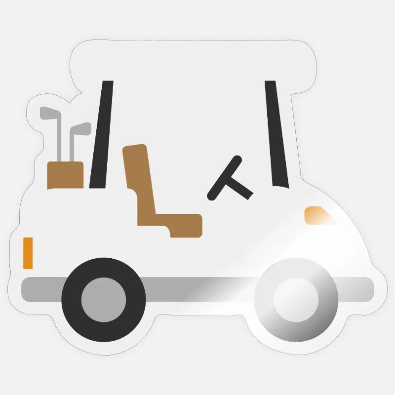 Voiturette de golf blanche - Sticker taille S (10 x 10 cm) - brillant transparent