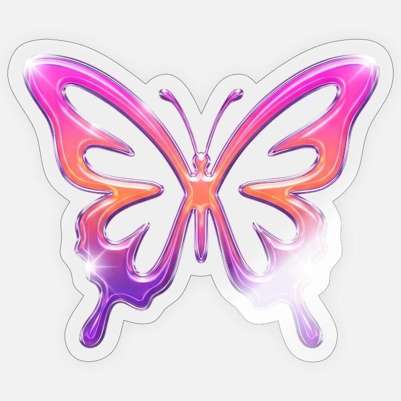 Neon-Schmetterling Gradient - Sticker Größe S (10 x 10 cm) - Transparent glänzend