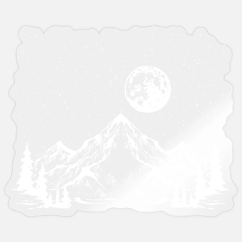 Moonlit Mountain Silhouette - Sticker size S (10 x 10 cm) - transparent glossy