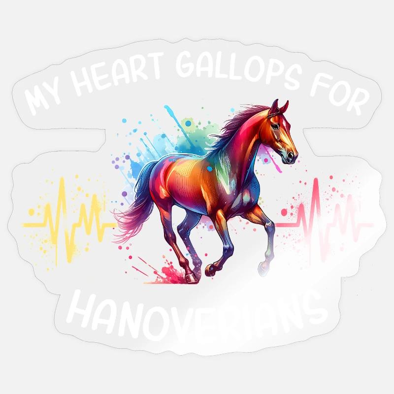 Hannoveraner Herzlinie Pferd - Sticker Größe S (10 x 10 cm) - Transparent glänzend