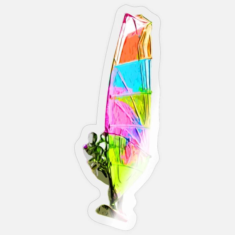 Bunter Windsurfer - Sticker taille S (10 x 10 cm) - brillant transparent