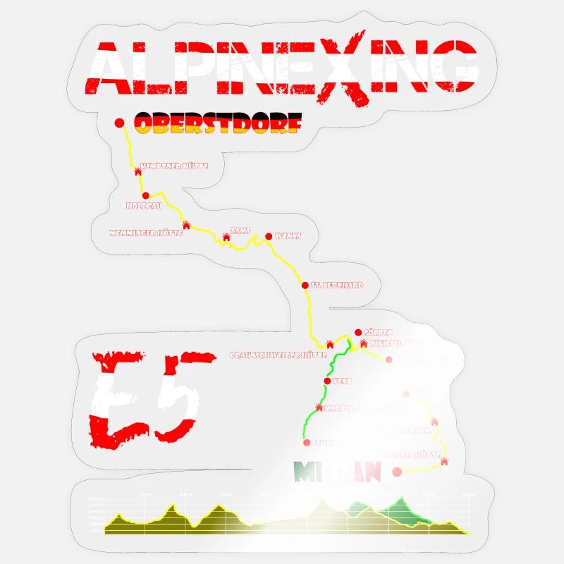 E5 Oberstdorf Merano - Sticker taille S (10 x 10 cm) - brillant transparent