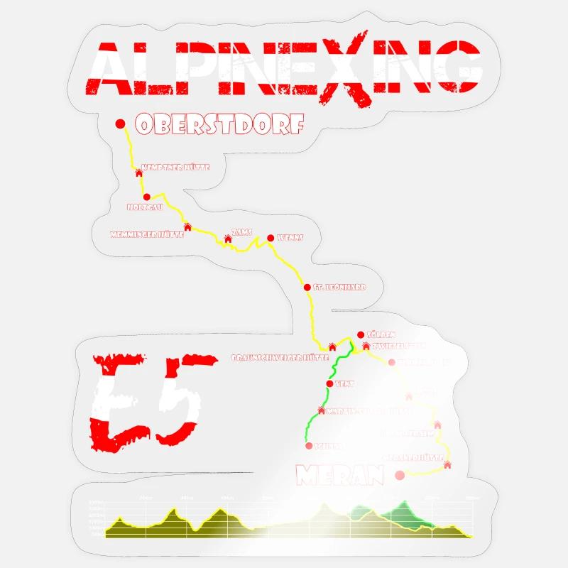 E5 Oberstdorf Merano - Sticker taille S (10 x 10 cm) - brillant transparent