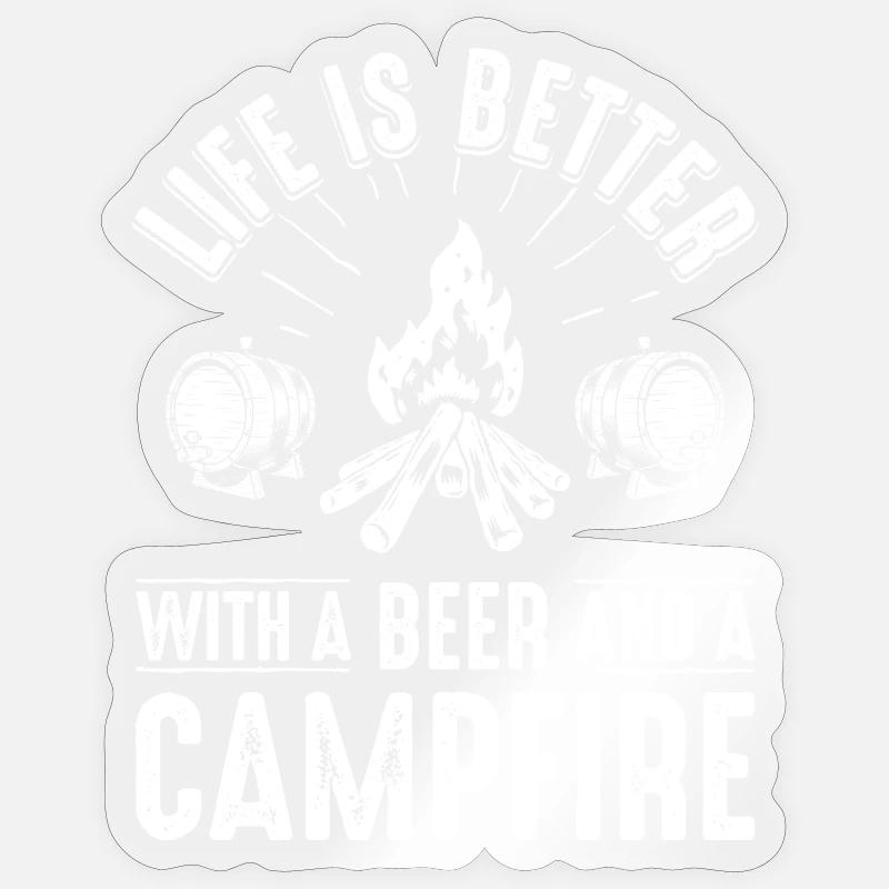 Campfire Beer Night Graphic - Sticker size S (10 x 10 cm) - transparent glossy