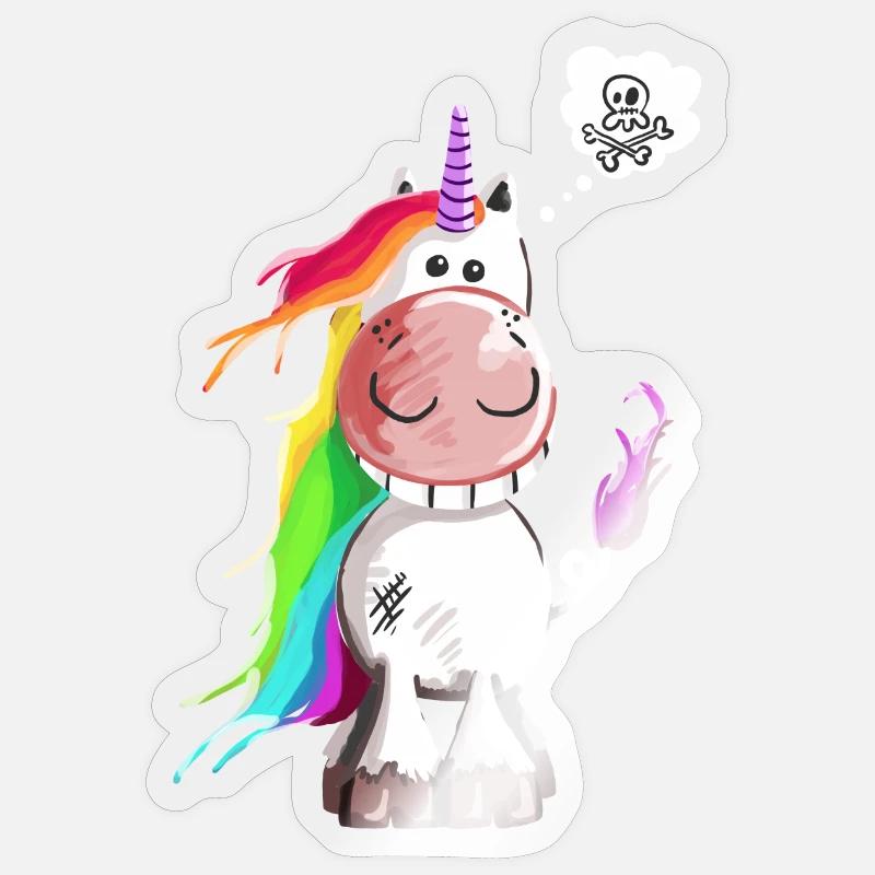 Skull Unicorn - Unicorns - Comic - Sticker size S (10 x 10 cm) - transparent glossy