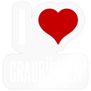 I Love Graubünden - Sticker Größe S (10 x 10 cm) - Transparent glänzend - Vorne