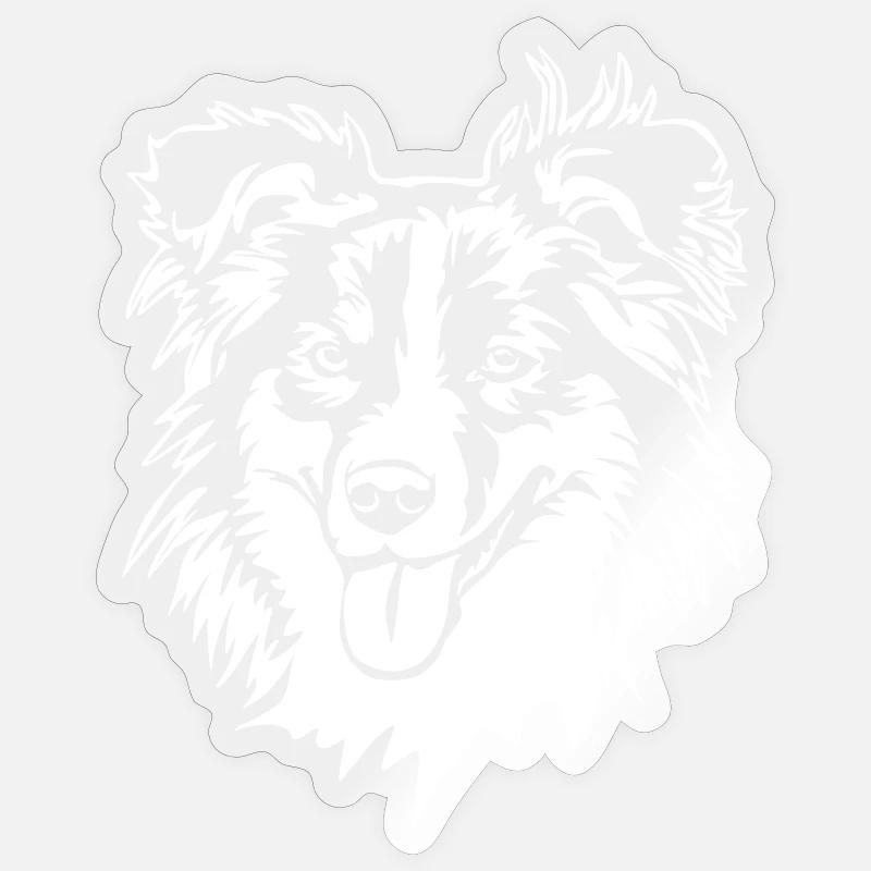 Australian Shepherd Kopf "Black Edition" - Sticker Größe S (10 x 10 cm) - Transparent glänzend