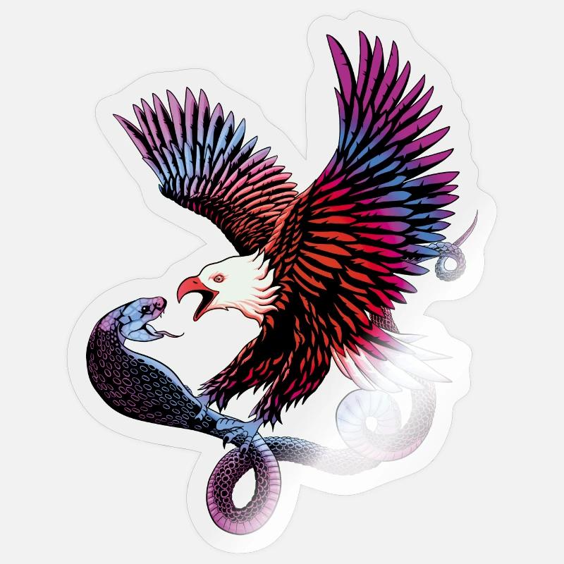 Aigle et serpent - Sticker taille S (10 x 10 cm) - brillant transparent