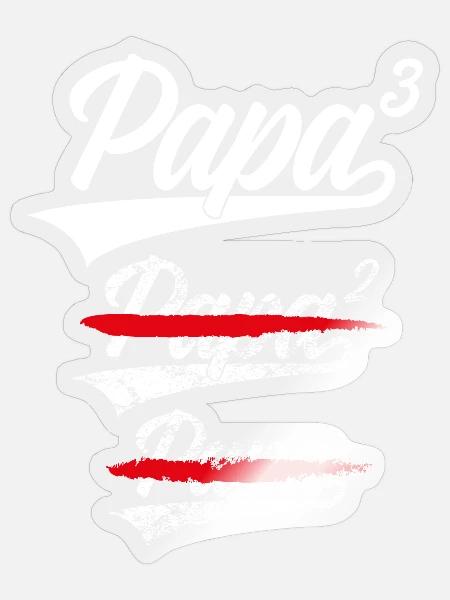 PAPA HOCH 3 KINDER WERDENDER VATER PAPASHIRT - Sticker Größe S (10 x 10 cm) - Transparent glänzend