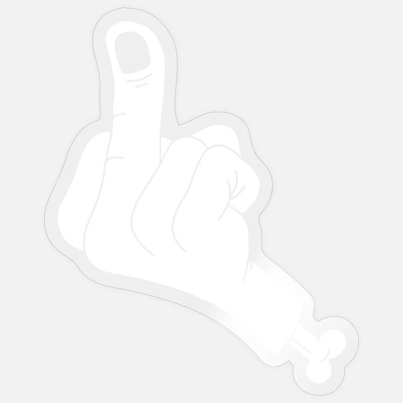 Main coupée et vulgarité (blanc) - Sticker taille S (10 x 10 cm) - brillant transparent