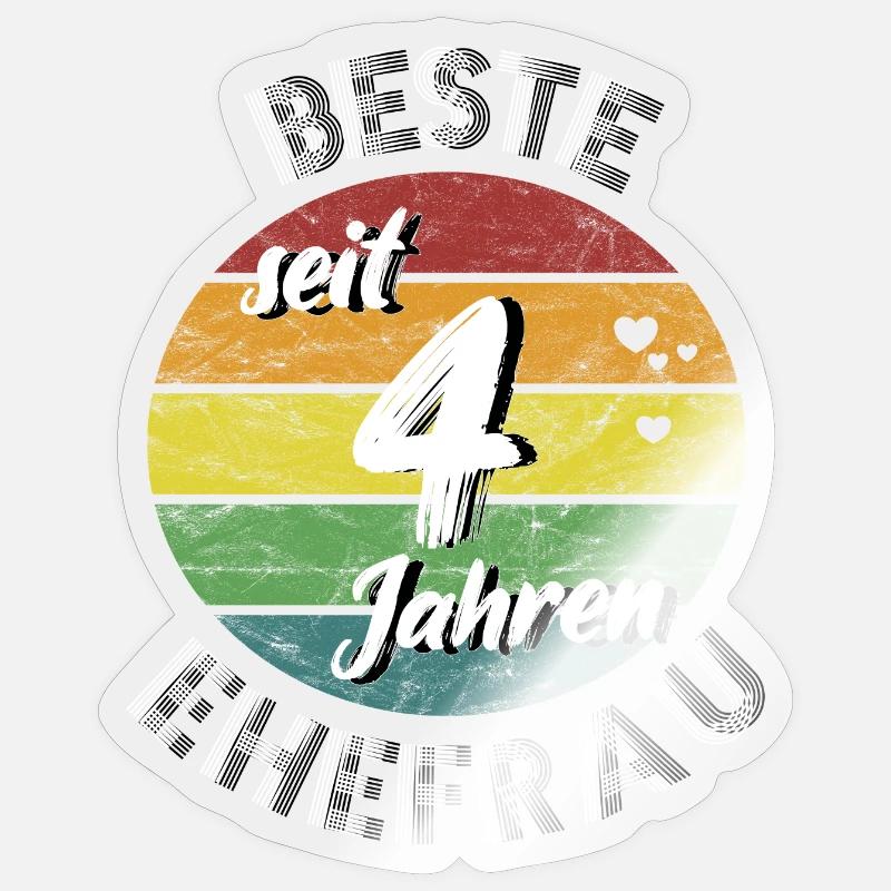 beste Ehefrau seit 4 Jahren 4. Hochzeitstag retro Sticker Größe S (10 x 10 cm)