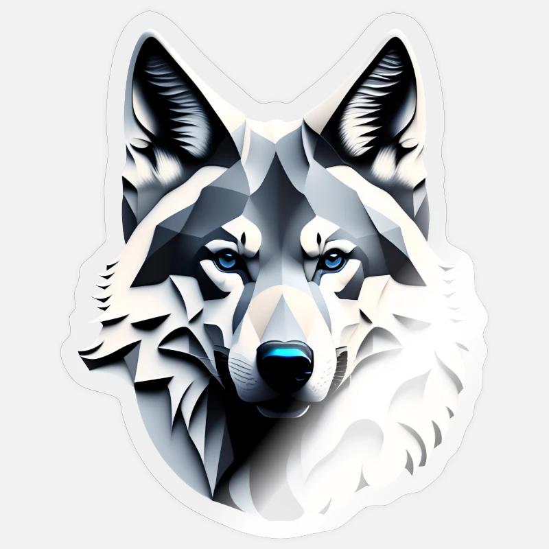Wolf with blue eyes - Sticker size S (10 x 10 cm) - transparent glossy