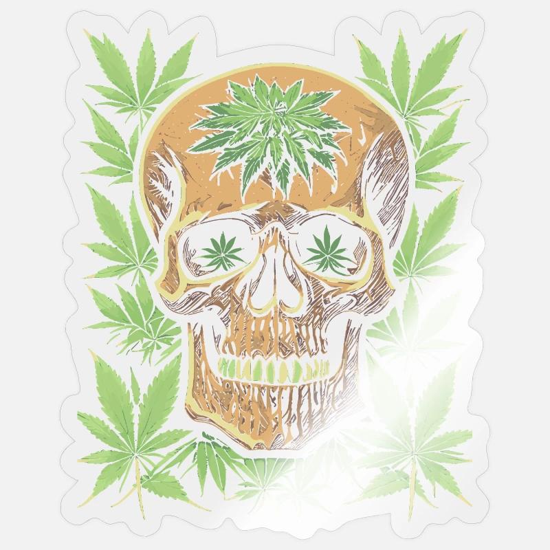 Conception du crâne et du cannabis de Coola Sticker taille S (10 x 10 cm)