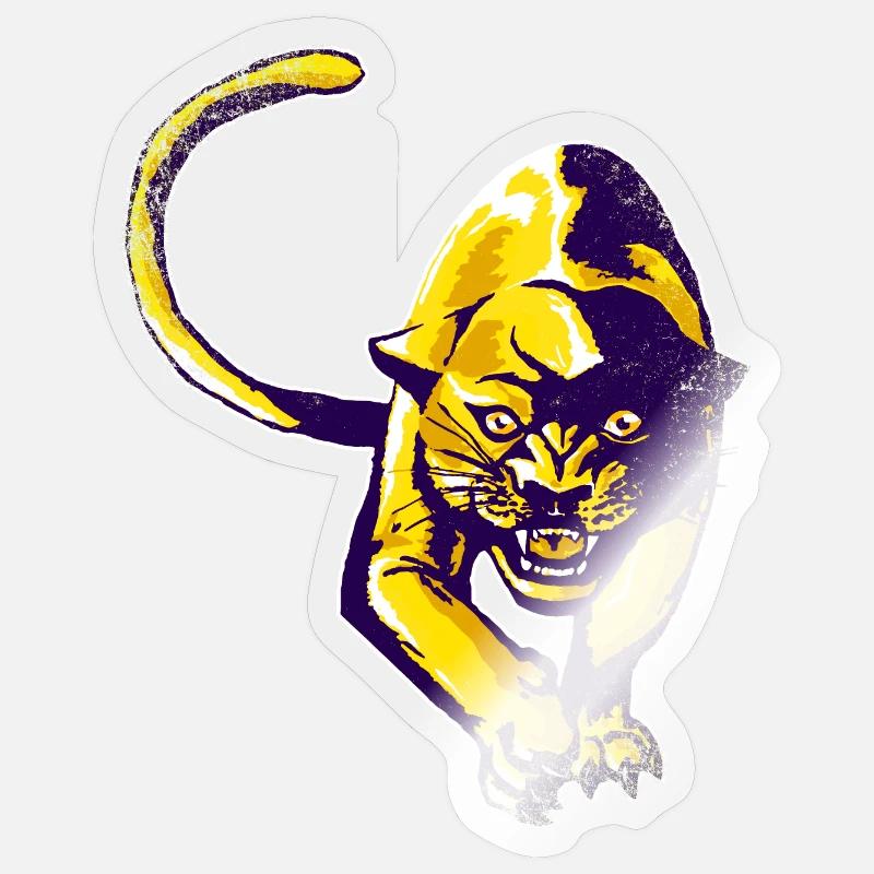 Panthère dorée - Sticker taille S (10 x 10 cm) - brillant transparent