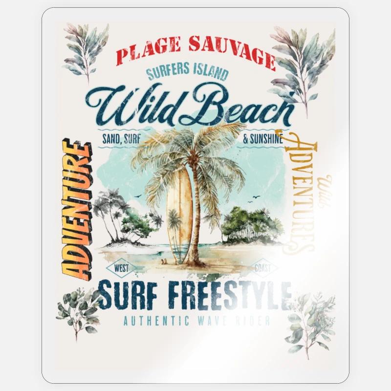 Wild Beach Surfen Authentische Design-Atmosphäre Sticker Größe S (10 x 10 cm)
