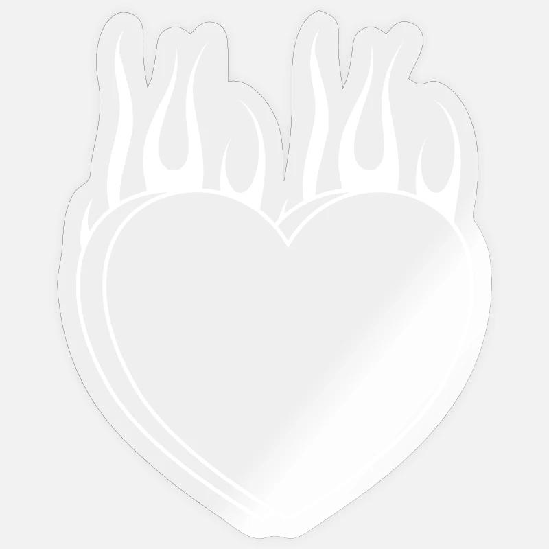 Brennendes Herz - Sticker Größe S (10 x 10 cm) - Transparent glänzend