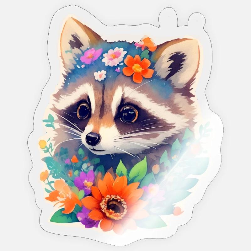 Waschbär - Sticker Größe S (10 x 10 cm) - Transparent glänzend