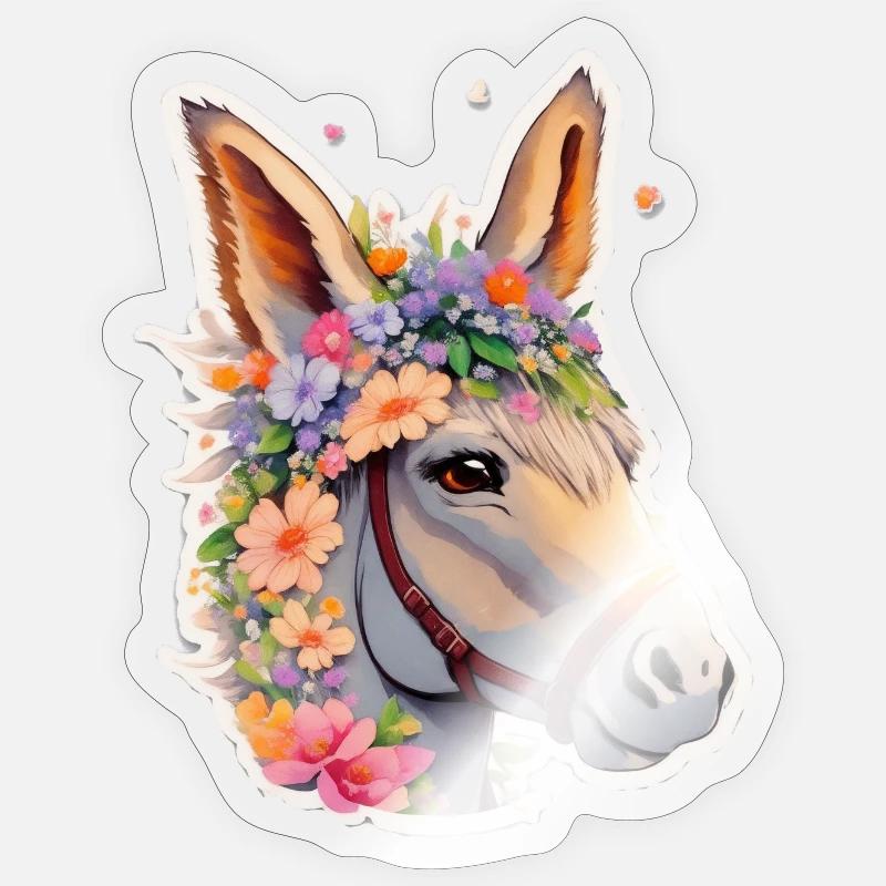 Âne - Sticker taille S (10 x 10 cm) - brillant transparent