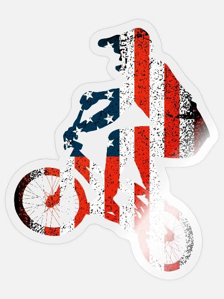 Stars and Stripes Biker Silhouette - Sticker Größe S (10 x 10 cm) - Transparent glänzend